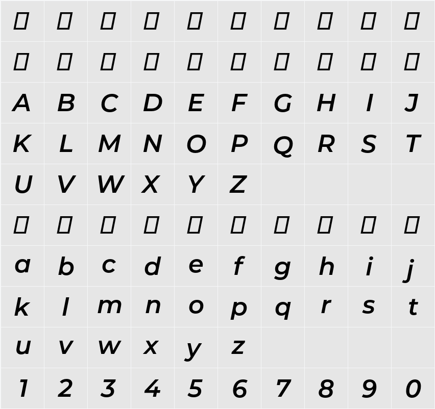 Montserrat SemiBold 字符映射表