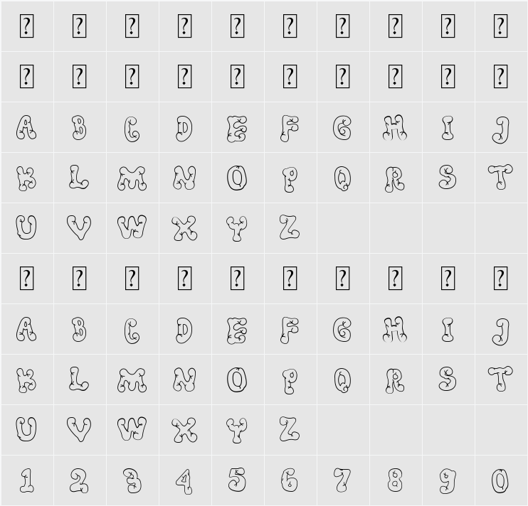 Resta Display Font 字符映射表