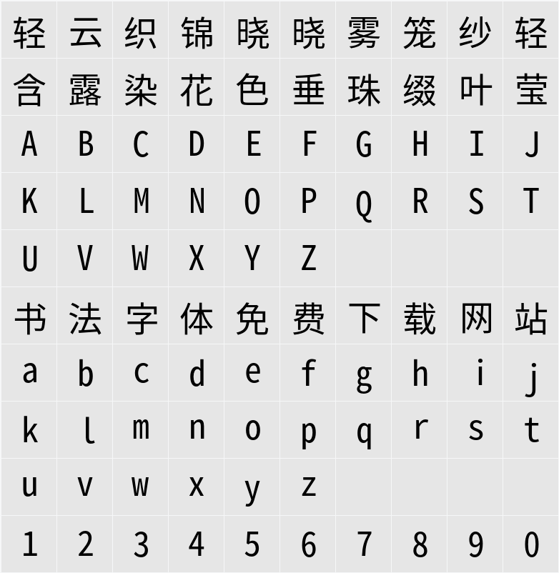 Noto Sans Mono CJK JP 字符映射表