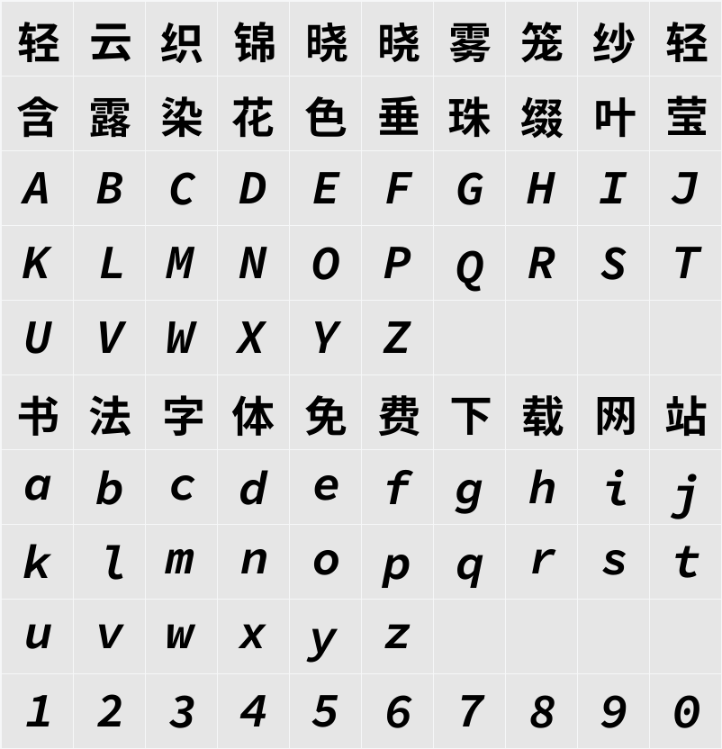 尙古等寬 字符映射表