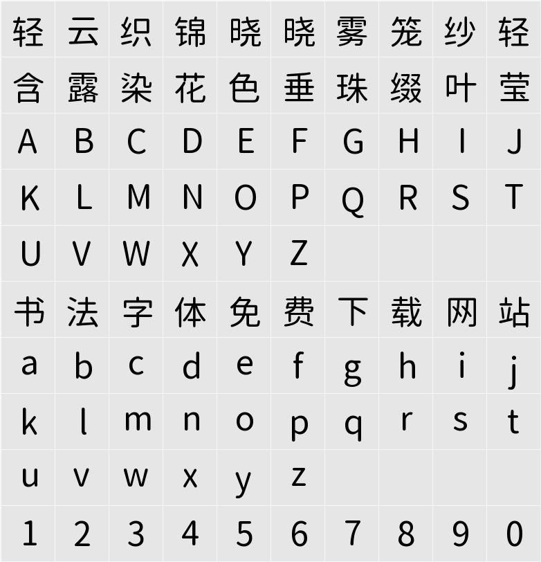 尙古圓體 字符映射表
