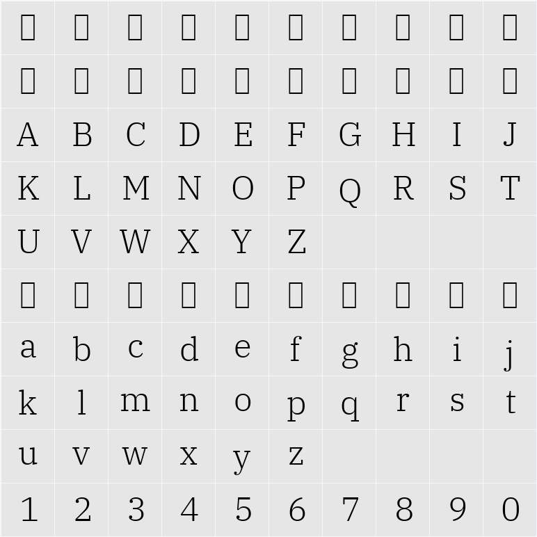 IBM Plex Serif Light 字符映射表