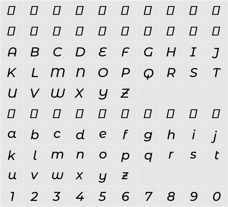 Montserrat Alternates Medium 字符映射表