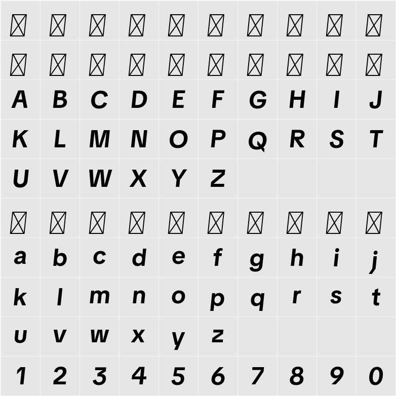 TikTok Sans Display Dark 字符映射表