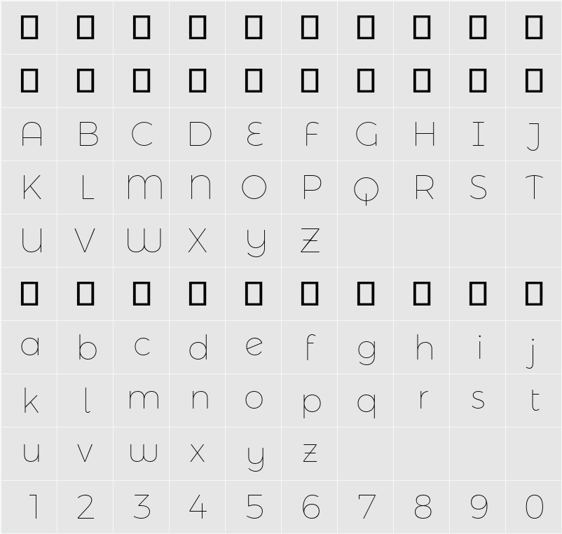 Montserrat Alternates Thin 字符映射表