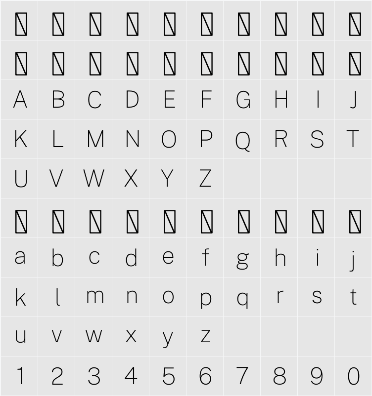 Public Sans Thin 字符映射表