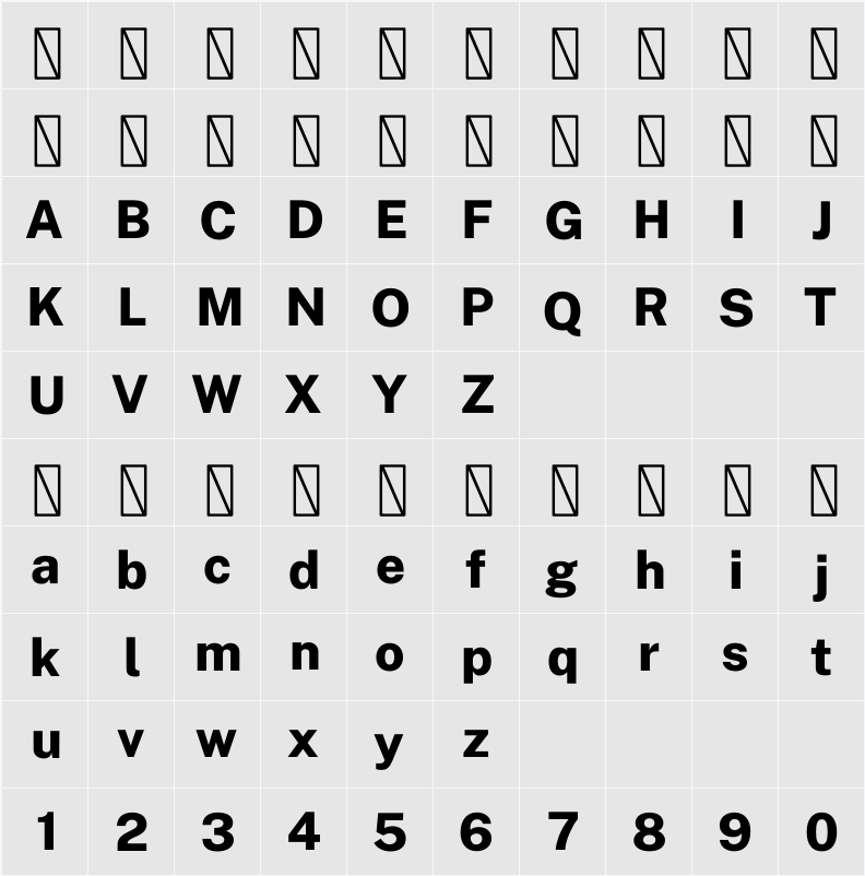 Public Sans ExtraBold 字符映射表