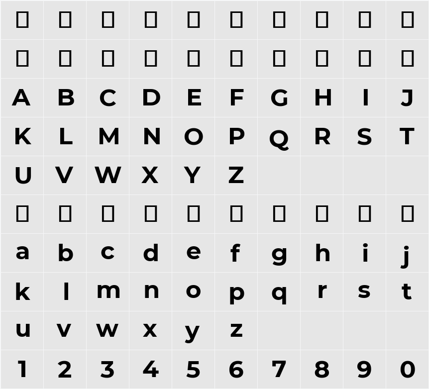 Montserrat 字符映射表