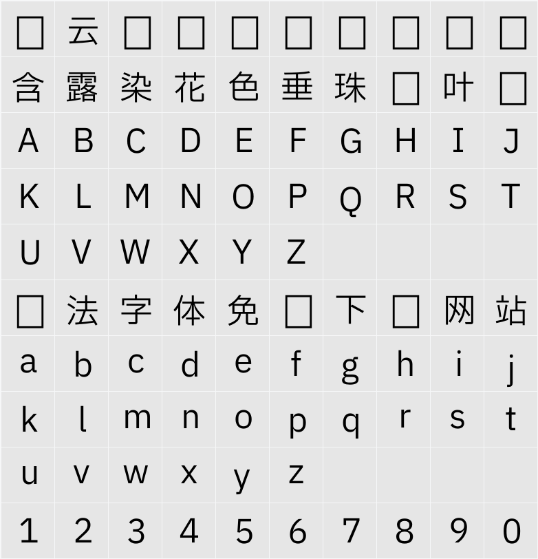 IBM Plex Sans JP 字符映射表