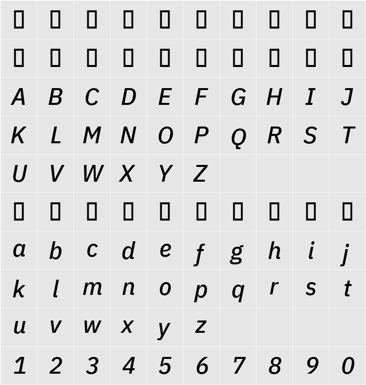 IBM Plex Sans Medm 字符映射表