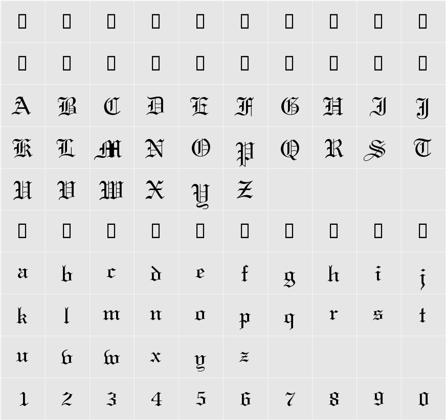 Holy Union 字符映射表