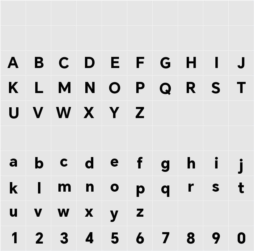 HONOR Sans ExtraBold 字符映射表