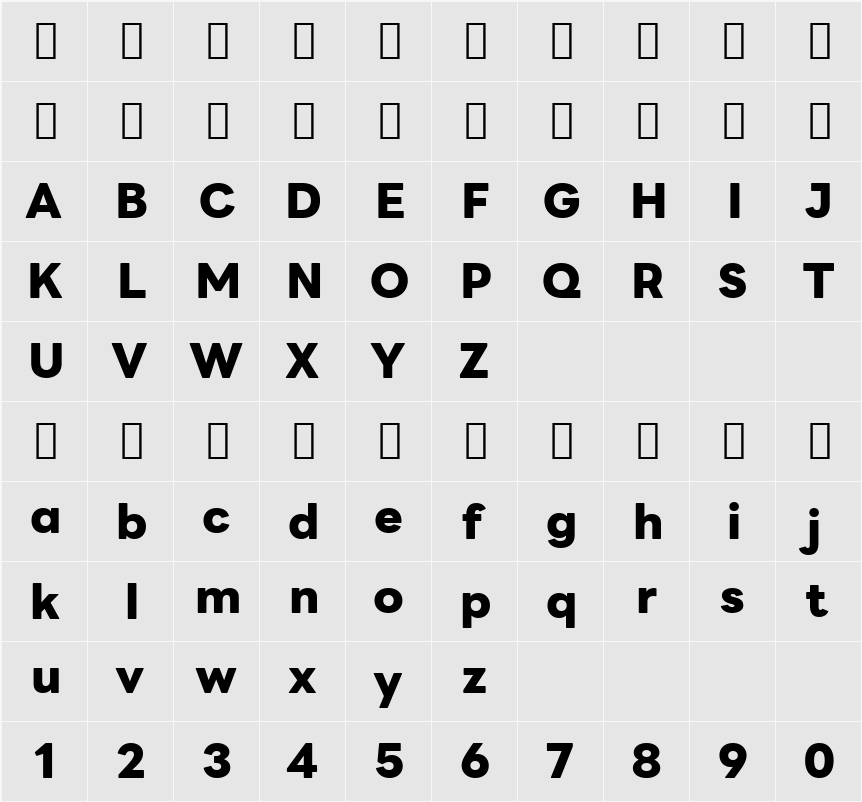 LINE Seed Sans App ExtraBold 字符映射表