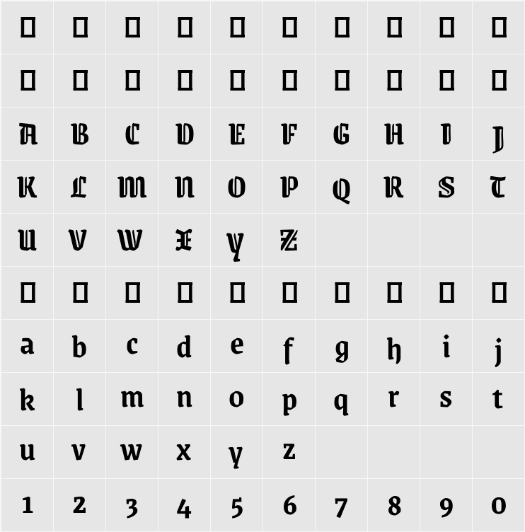 Grenze Gotisch SemiBold 字符映射表