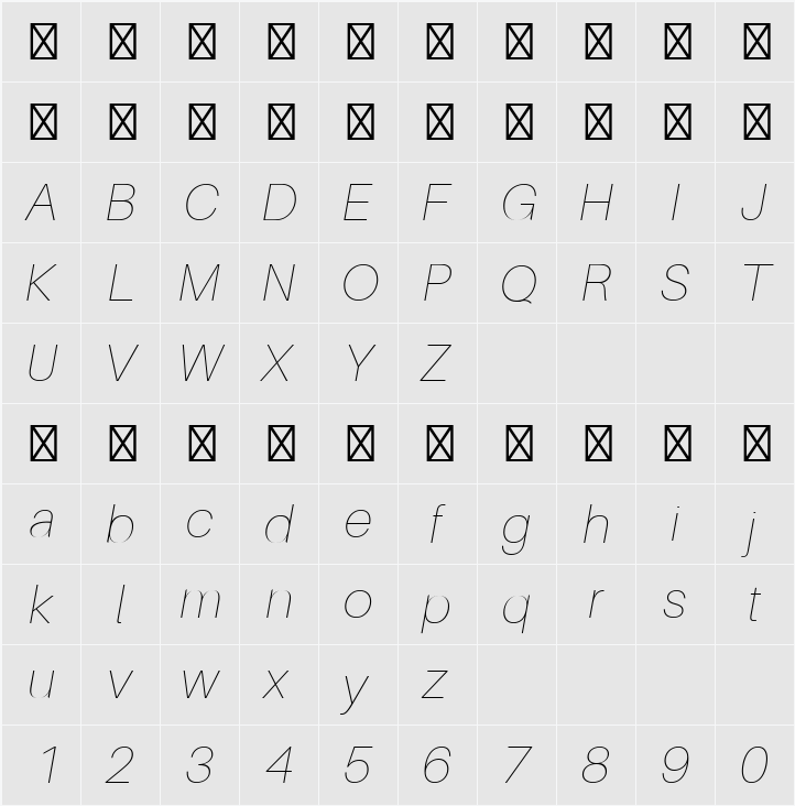 Aileron UltraLight 字符映射表