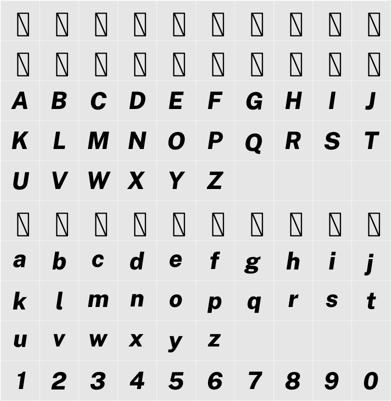 Public Sans ExtraBold 字符映射表