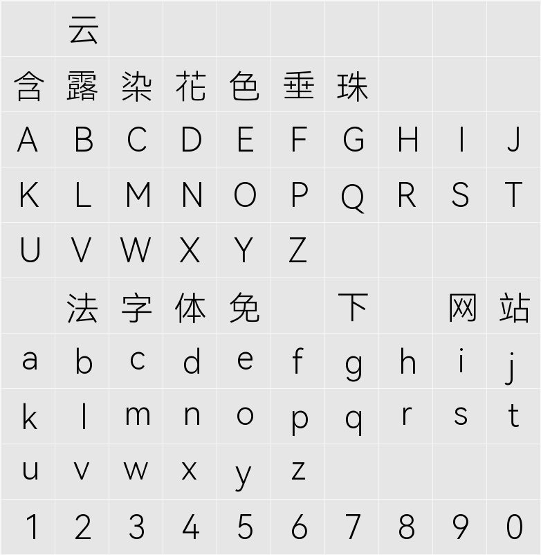 HarmonyOS Sans TC Light 字符映射表