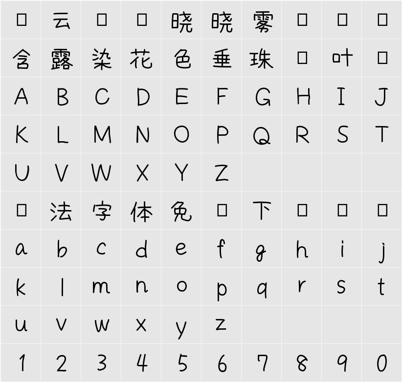 073 TEGUSE Kanaka Font 字符映射表