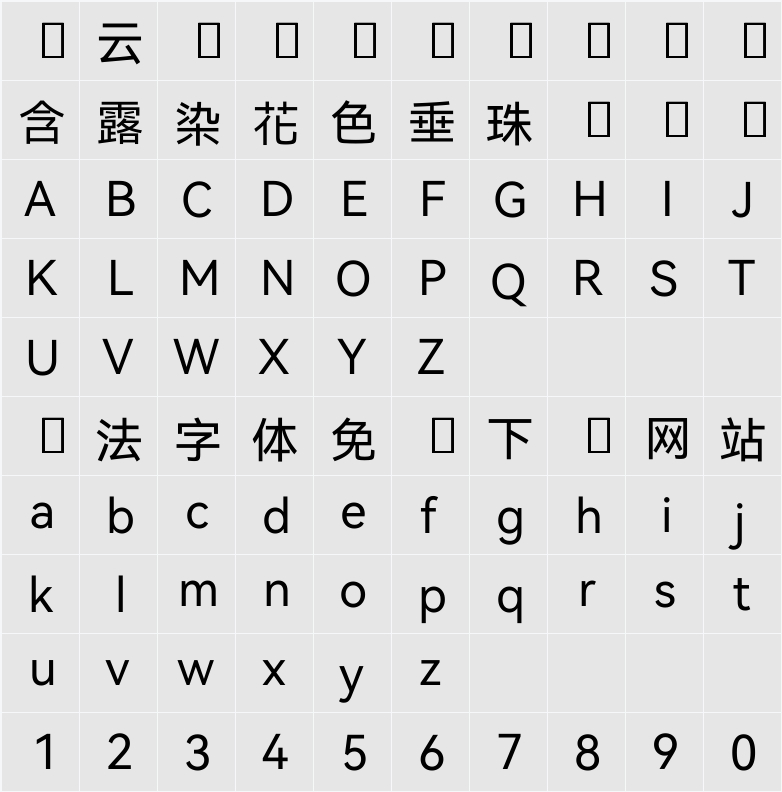 HarmonyOS Sans TC 字符映射表