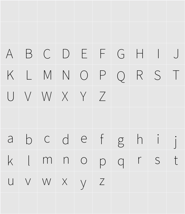 Noto Sans S Chinese Thin 字符映射表