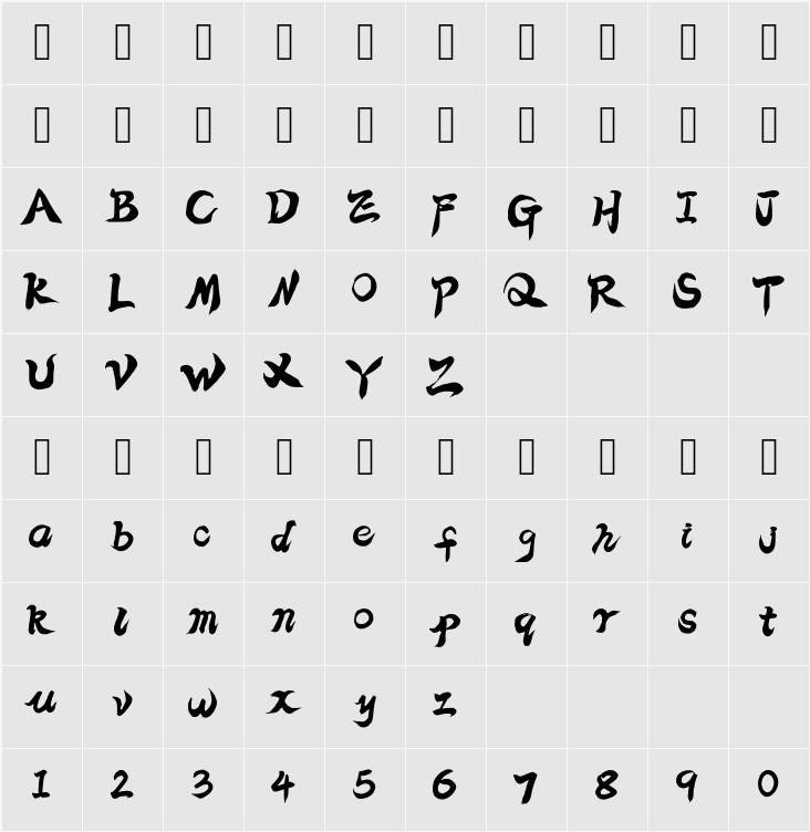 Yunmobeifont 字符映射表