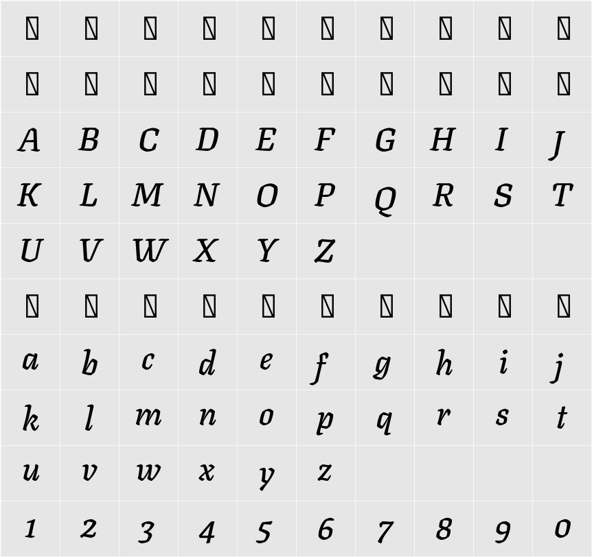 Texturina 48pt SemiBold 字符映射表