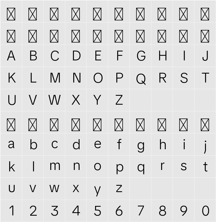 TikTok Sans Text Light 字符映射表