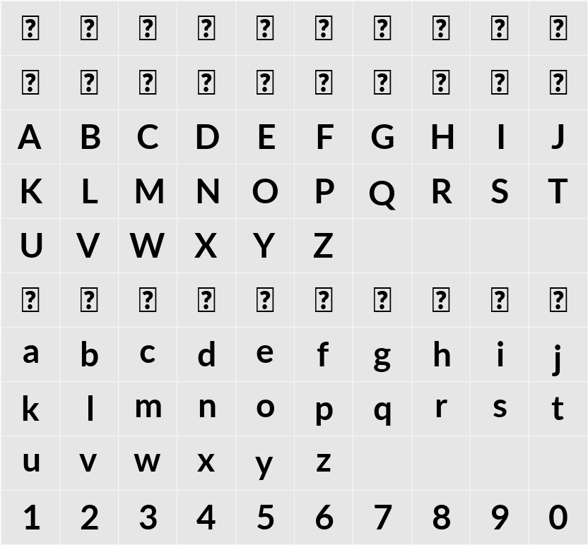 Lato 字符映射表