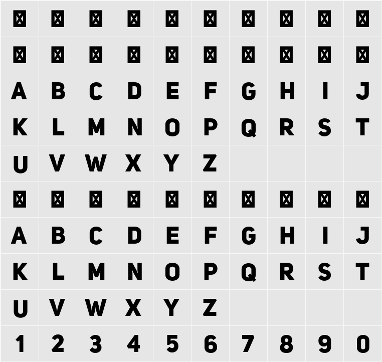 Uni Sans Heavy CAPS 字符映射表