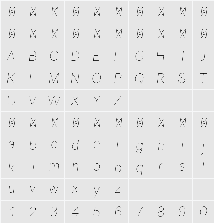 Gravity UltraLight 字符映射表