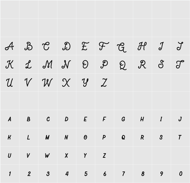 Nocturne Rough 字符映射表