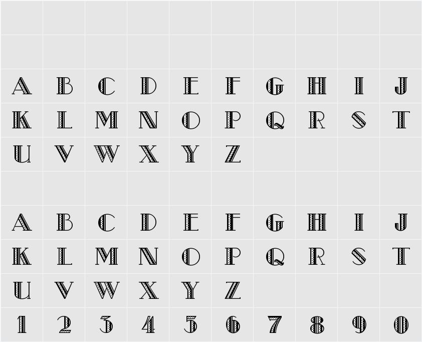 Metro Retro NF 字符映射表