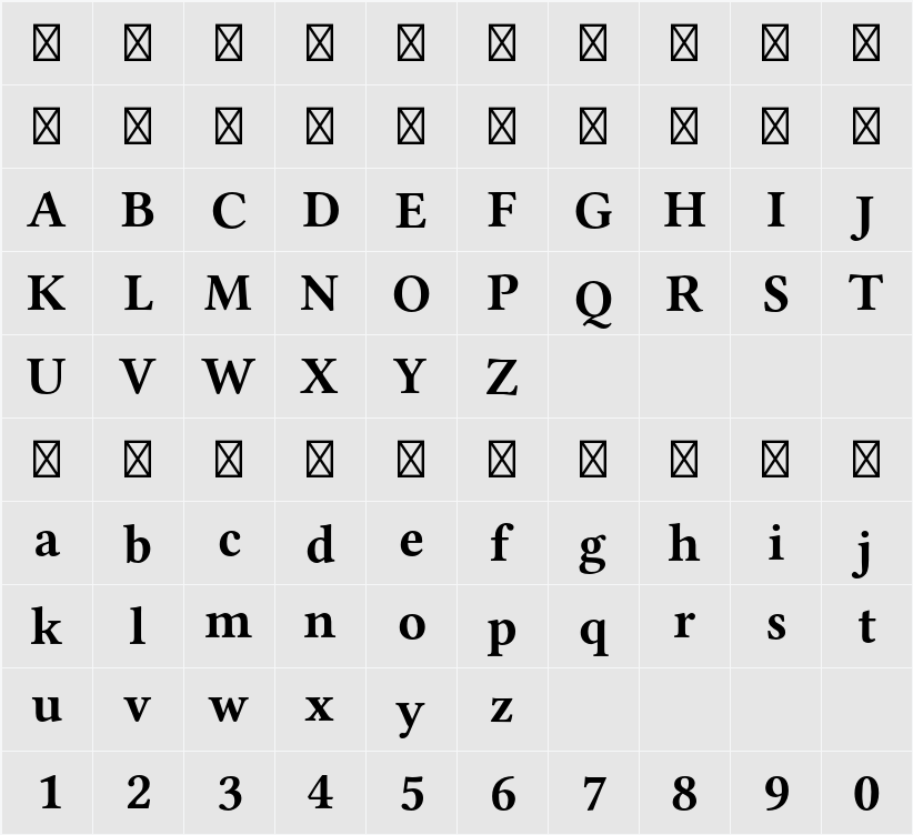 Libertinus Serif 字符映射表