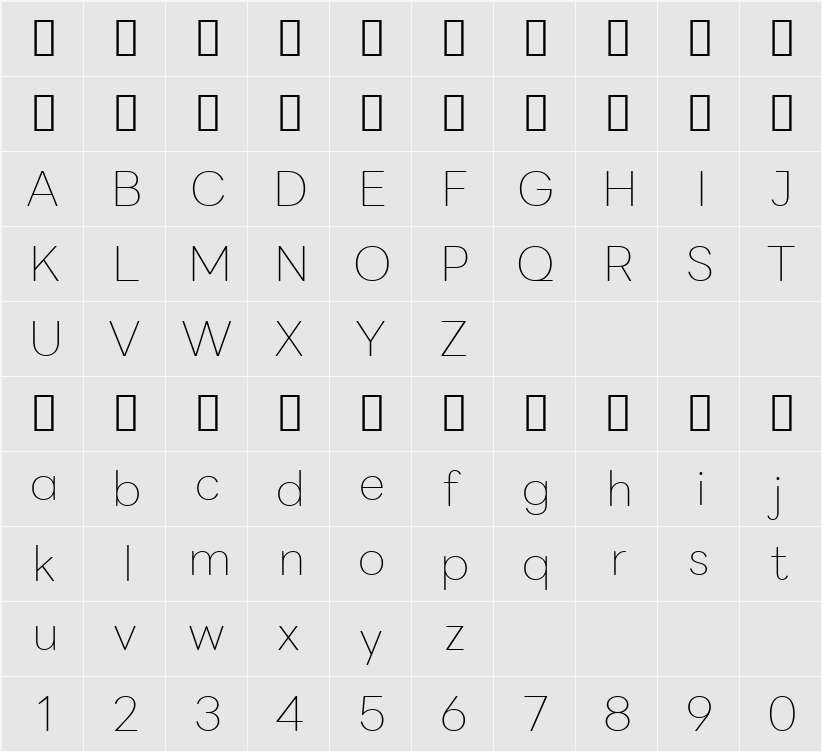 LINE Seed Sans Thin 字符映射表