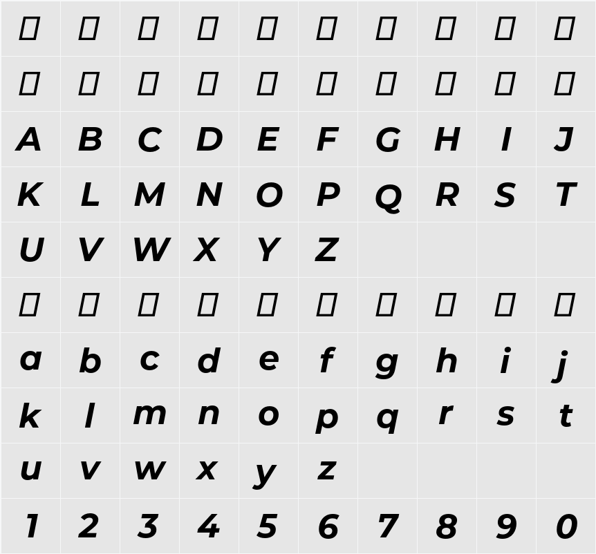 Montserrat 字符映射表