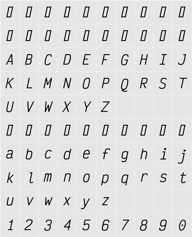 Victor Mono Medium 字符映射表