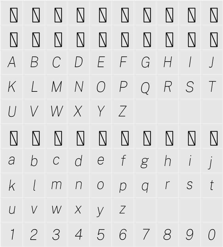 Public Sans Thin 字符映射表