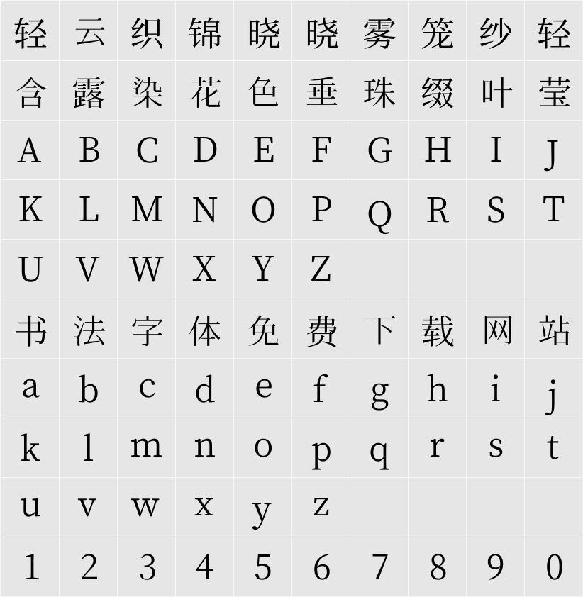 Cactus Classical Serif 字符映射表