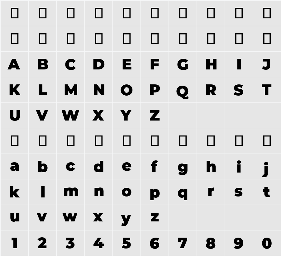 Montserrat Black 字符映射表