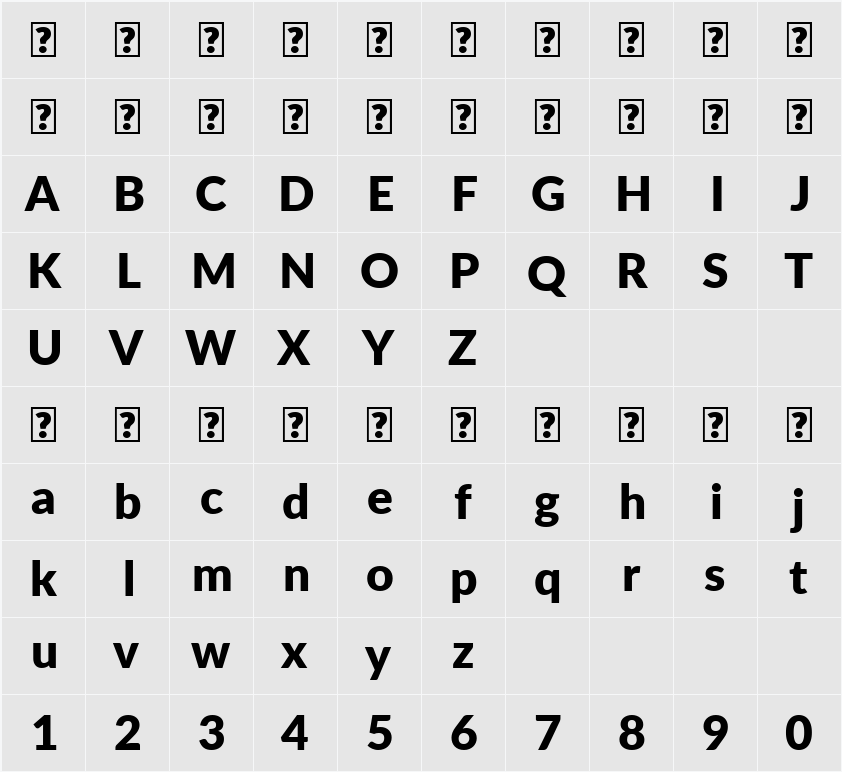 Lato Black 字符映射表