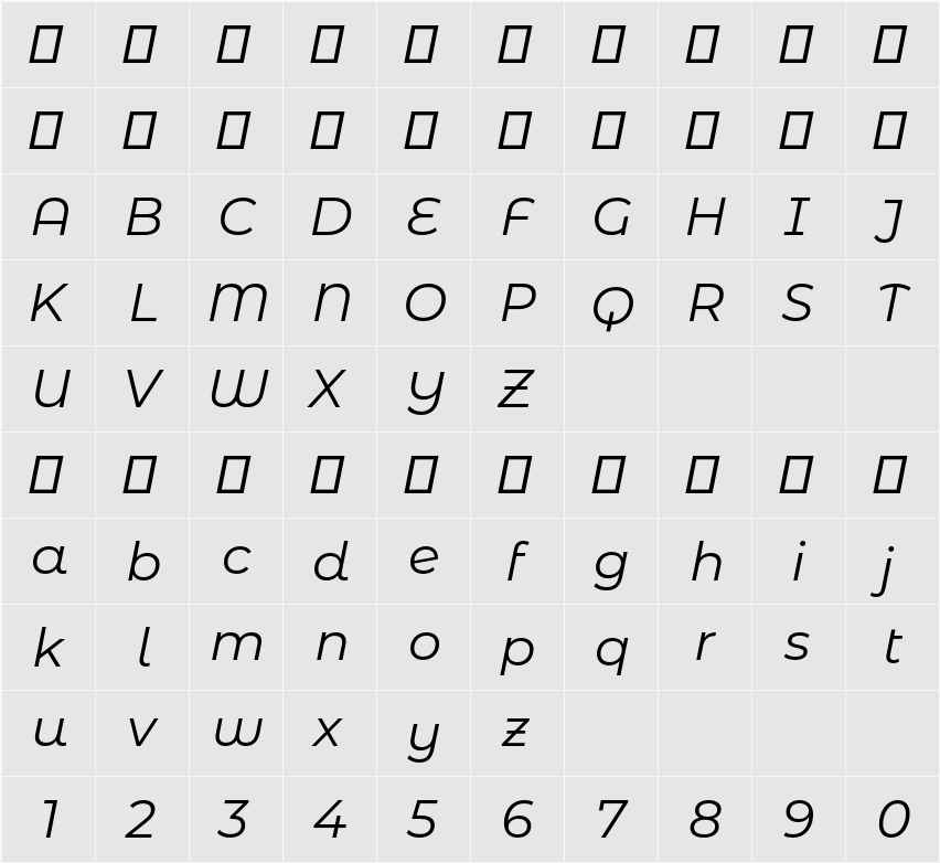 Montserrat Alternates 字符映射表