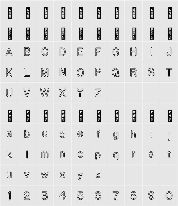 National Park Outline 字符映射表