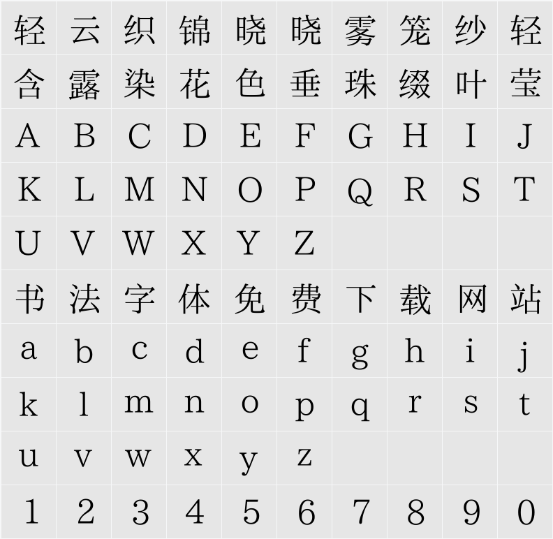 Study Ming CN 字符映射表