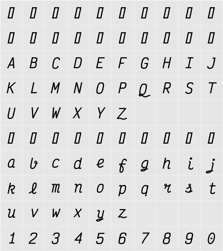 Victor Mono SemiBold 字符映射表