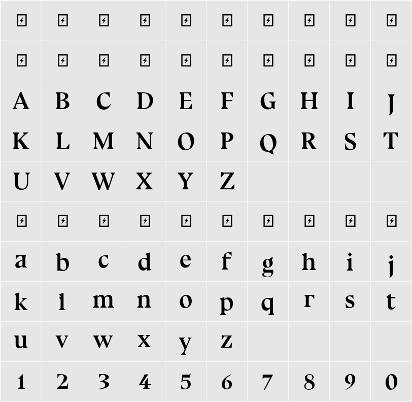 Bluu Next Cyrillic 字符映射表