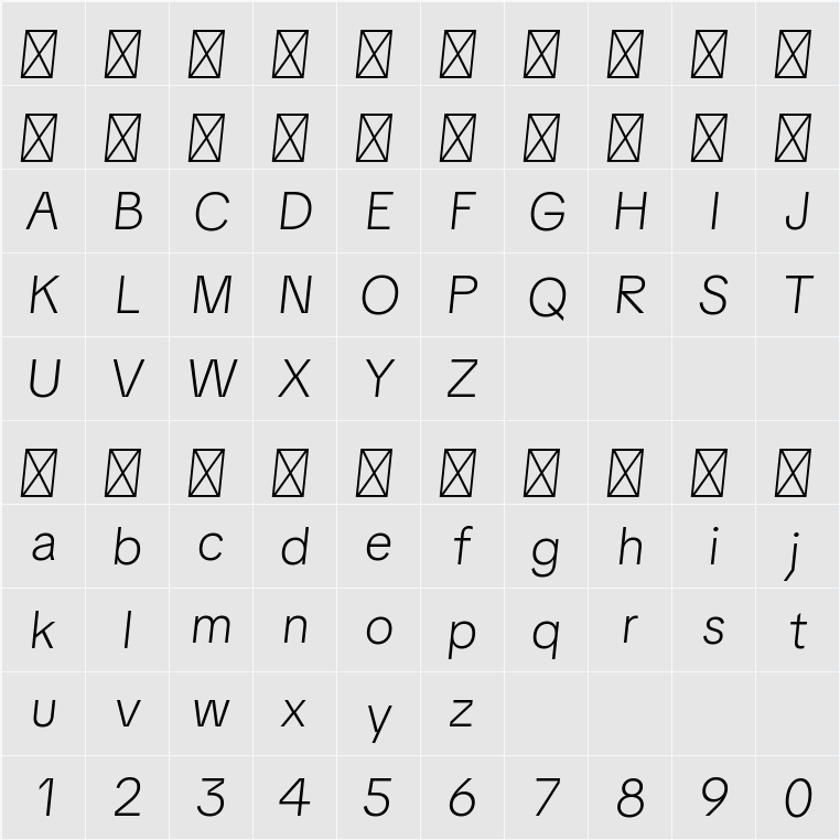 TikTok Sans Display Dark Light 字符映射表