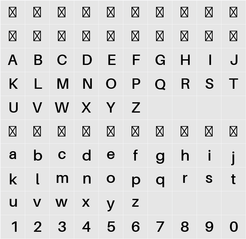 Aileron SemiBold 字符映射表
