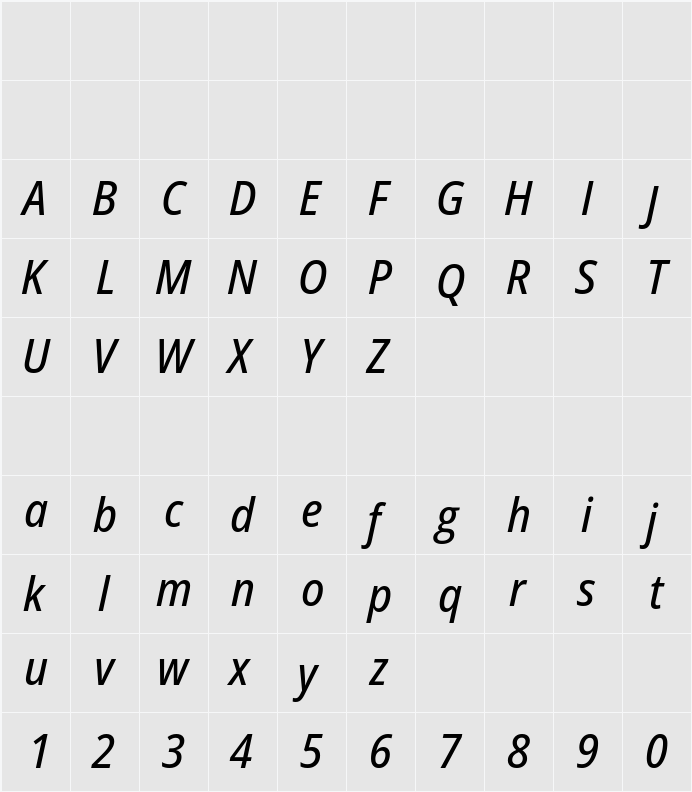 Open Sans SemiCondensed Medium 字符映射表