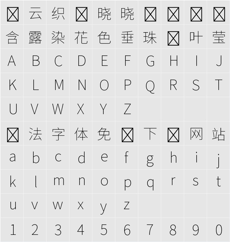 Source Han Sans TW VF 字符映射表