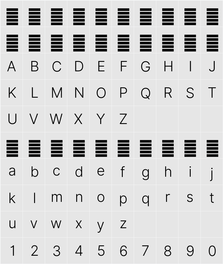 Inter Light BETA 字符映射表